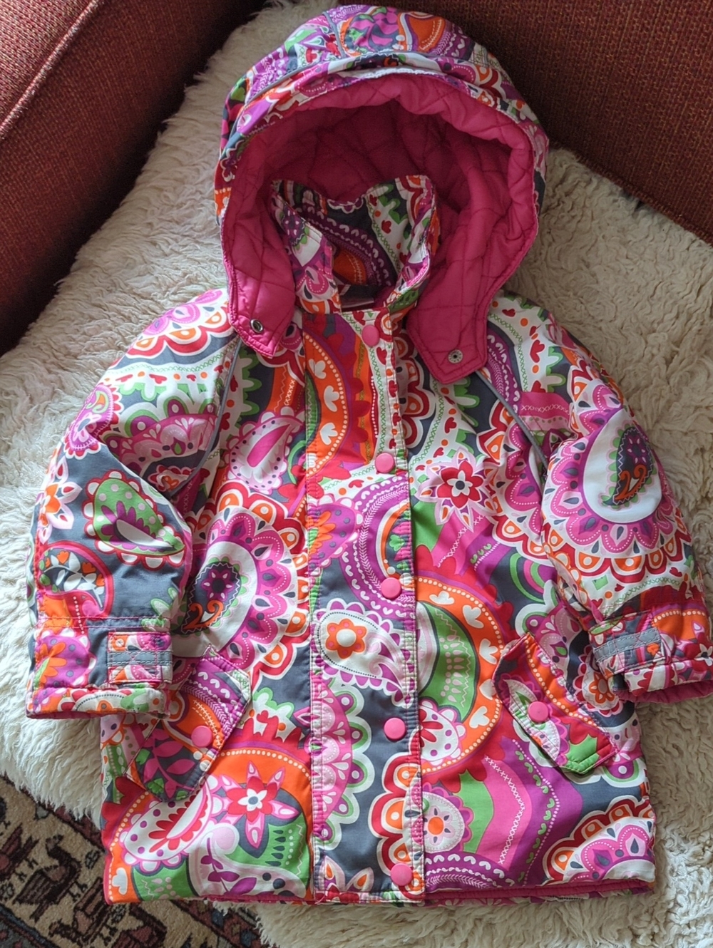 Hanna Andersson Bright Paisley Winter Coat, Size 3T